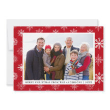 Cartão Vermelho de Foto da Família Feliz de Natal