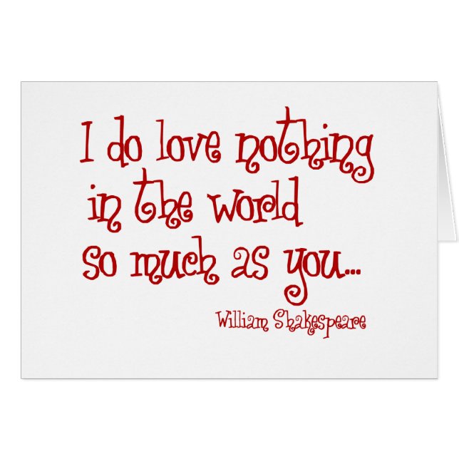 Cartão vermelho do amor de shakespeare (Frente Horizontal)