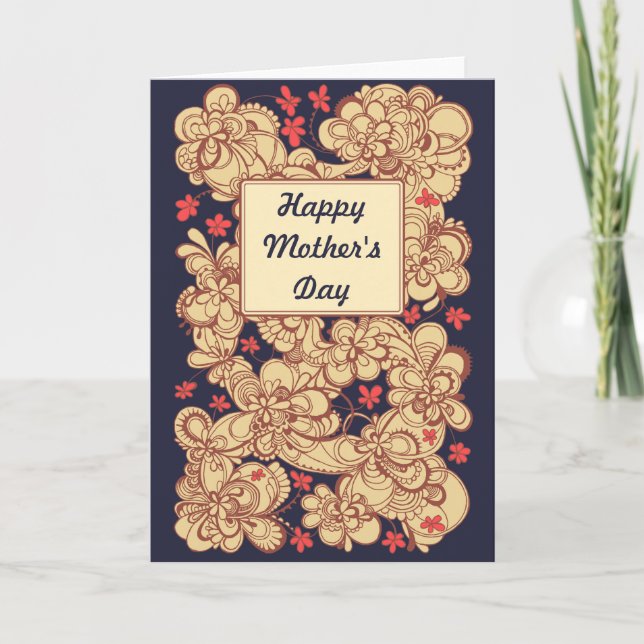 Cartão vermelho do dia das mães do desenho de (Frente)