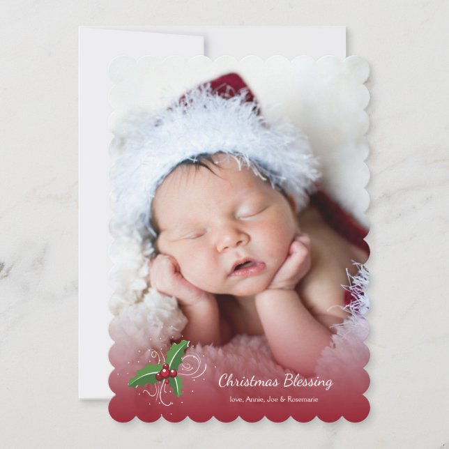 Cartão vermelho do feriado da foto da (Frente)