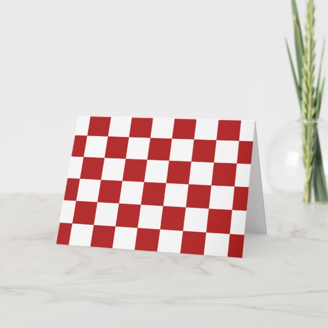 Cartão Vermelho e branco Checkered (Frente)