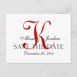 Cartão vermelho e branco do anúncio do monograma