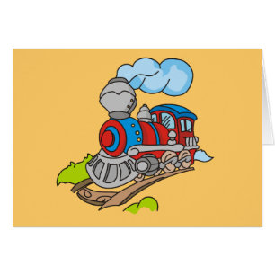 Cartão Vermelho e camiseta e presentes azuis do trem