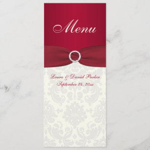 Cartão vermelho e do marfim do casamento tema