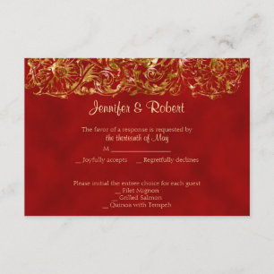 Cartão vermelho e do ouro 40th do aniversário da