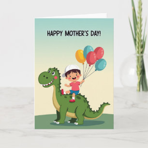 Cartão Vermelho e Dourado do Dia Feliz das Mães