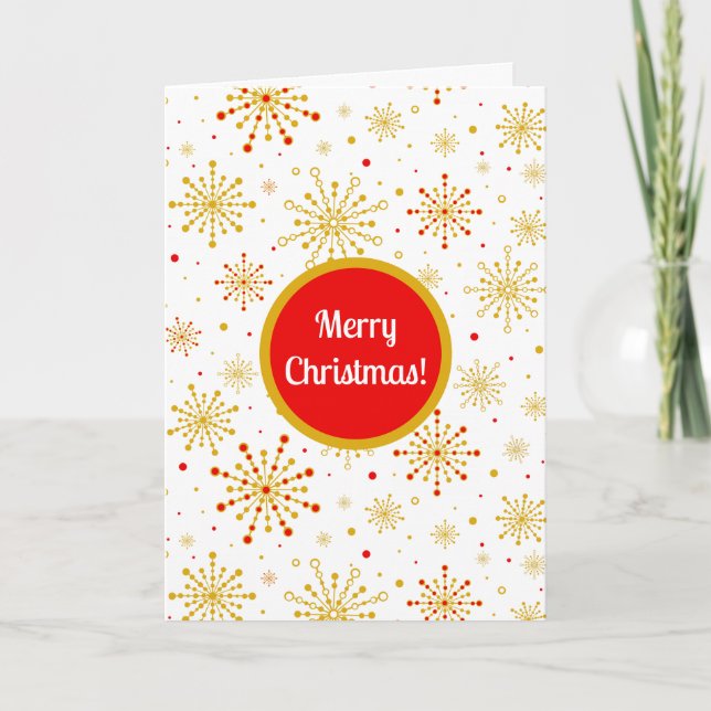 Cartão Vermelho e Dourado Starburst do Médio Atômico Retr (Frente)