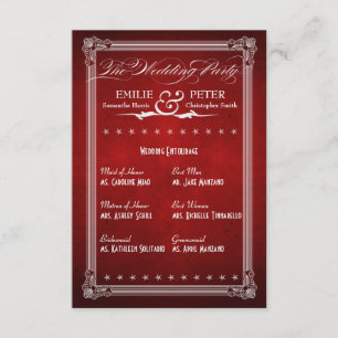 Cartão vermelho escuro da festa de casamento do