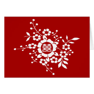 Cartão Vermelho • Flores de corte de papel • Felicidade
