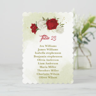 cartão vermelho flores verdes folhas assento