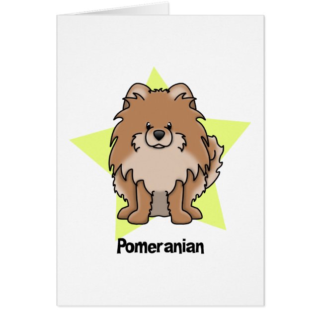 Cartão Vermelho Pomeranian da estrela de Kawaii (Frente)