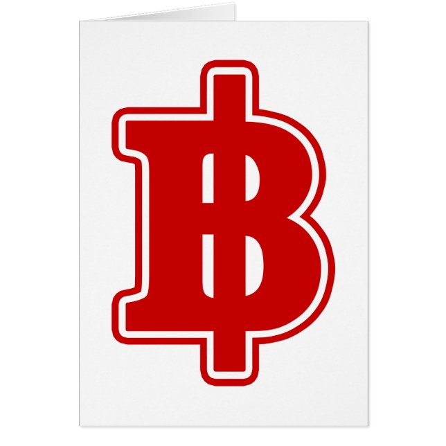 Cartão VERMELHO SINAL BAHT ฿ Moeda Tailandesa ฿ (Frente)