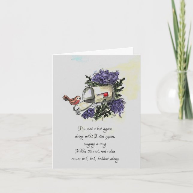 Cartão vermelho vermelho do pisco de peito (Frente)