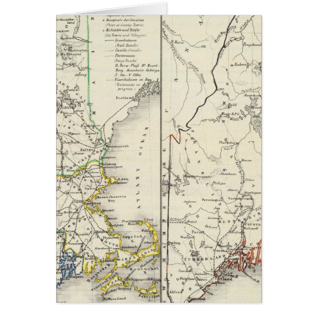 Cartão Vermont, New Hampshire, Massachusetts (Frente)