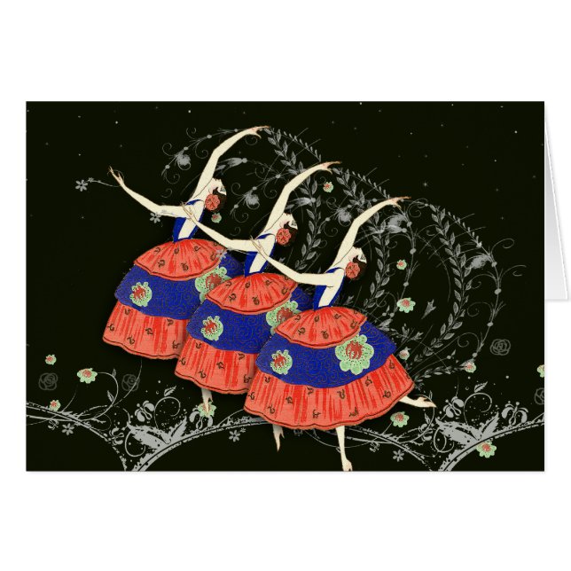 Cartão Versão preta das bailarinas de Printemps do balé (Frente Horizontal)