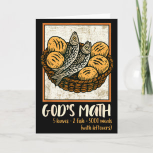 Cartão Versículo Bíblico Cristão Jesus Peixes & Pães Vá