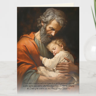 Cartão Versículo da Escritura de São José e Jesus Elegant