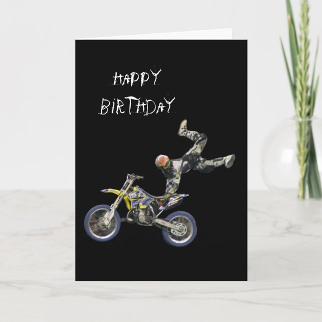 Cartão vertical aéreo do motocross #2 (Frente)