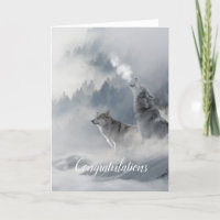 Cartão Vertical de Casamento de Lobos Almas Gêmeas