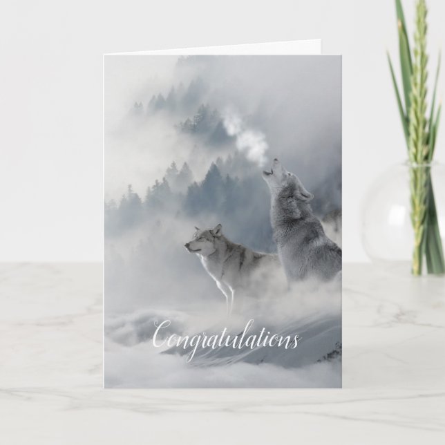 Cartão Vertical de Casamento de Lobos Irmãos de Al (Frente)
