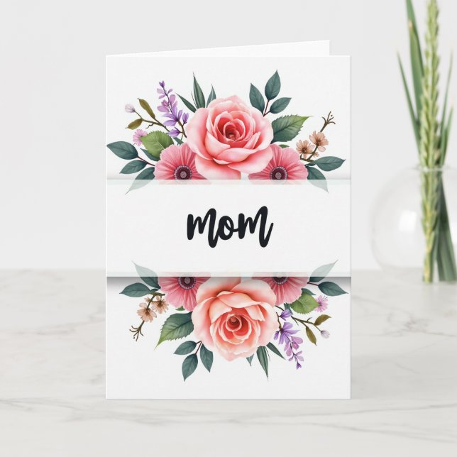 Cartão Vertical de Rosas para a Mãe Mais Querida (Frente)