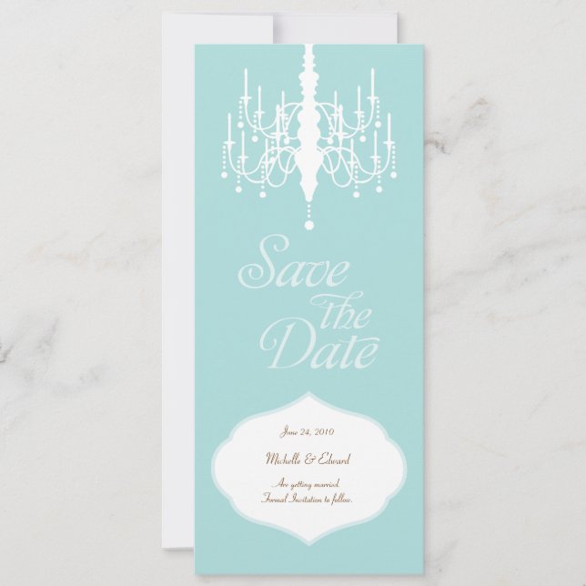 Cartão Vertical de Save the Date com Lustre (Frente)