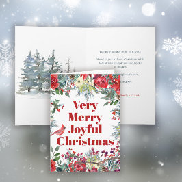 Cartão Very Merry Christmas winter watercolor holiday