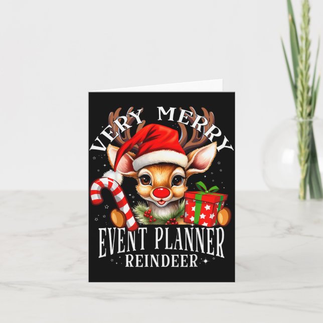 Cartão Very Merry Event Planner Reindeer Matching Christm (Frente)
