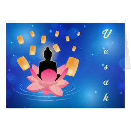 Cartão Vesak Day Buddha sobre Lotus Lantern Vaisakha