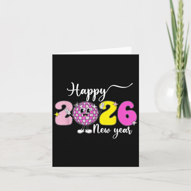 Cartão Véspera de ano novo Alô Feliz ano novo 2026 2026 D (Frente)