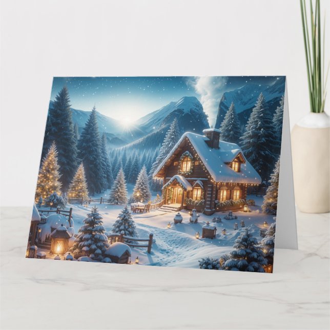 Cartão Véspera de Ano Novo Alpino - Personalize sua própr (Frente)