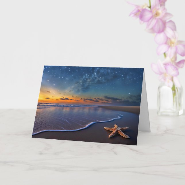 Cartão Véspera de Solstício de Verão no Beach com Estrela (Orquídea)
