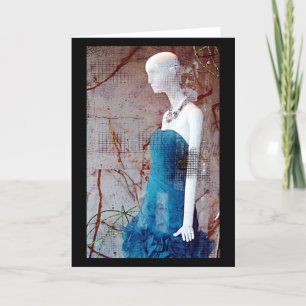 Cartão Vestido Azul da Moda