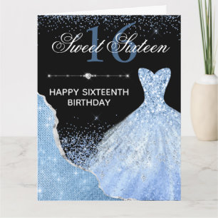Cartão Vestido de Aquarela Azul Claro Aniversário de 16 a