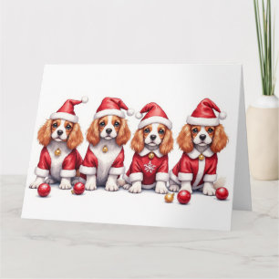 Cartão Vestido de Natal do Cavalier King Charles Spaniel