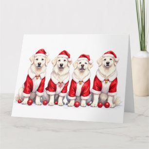 Cartão Vestido de Natal do Grande Pirenéus com Chapéu de