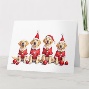 Cartão Vestido de Natal do Labrador com Chapéu de Papai N