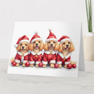 Cartão Vestido de Natal Lhasa Apso com Chapéu de Papai No