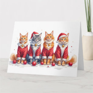 Cartão Vestido de Natal Maine Coon Chapéu de Papai Noel