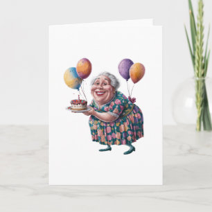 Cartão Vestido Floral Avó Engraçada Arte de Aniversário