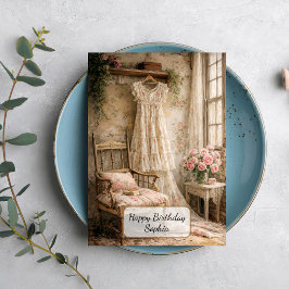 Cartão Vestido Floral Shabby Chic