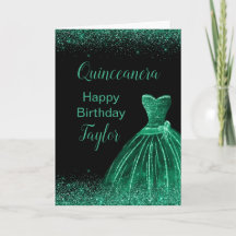 Vestido Verde Escuro Faux Glitter Quinceanera
