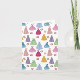 Cartão Vestidos de Princesa Conto de Fadas Padrão Menina