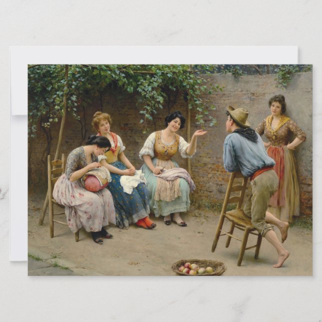 Cartão Vestir mulheres e um menino tendo um bate-papo ami (Frente)