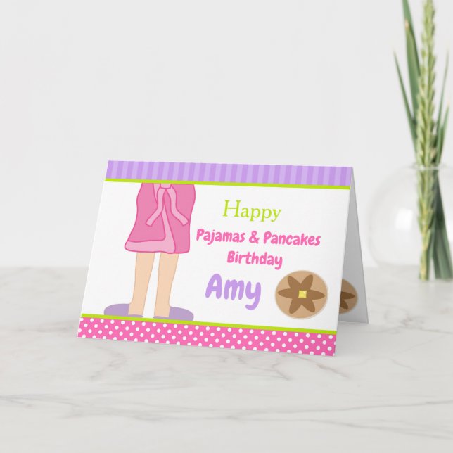 Cartão Vestir pijama de palhaço e festa de panquecas (Frente)