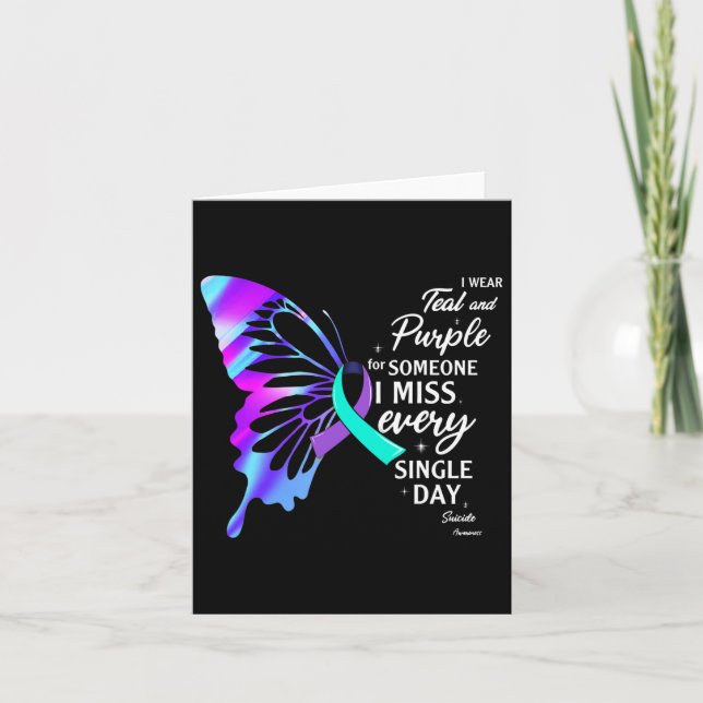 Cartão Vestir Roxo Teal Para Prevenção Do Suicídio Em Mem (Frente)