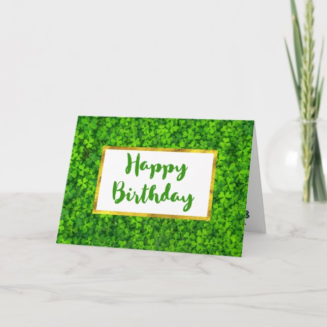 Cartão Vestuário Verde com Foil FAUX Gold Frame Aniversár (Frente)