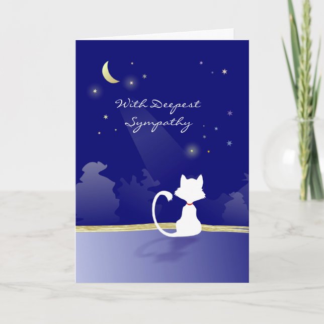Cartão Vet & Business - Cat Sympathy Card - Moon & Stars (Frente)