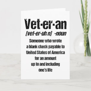 Cartão VETERANO ENGRAÇADO Presente do Veterano Americano 