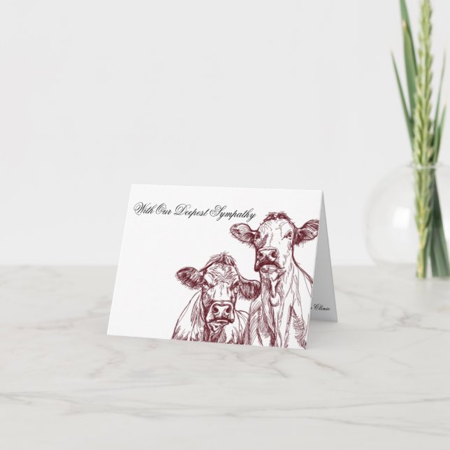 Cartão Veterinarian Sympathy Card Livestock Cow (Frente)
